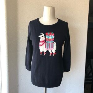 Talbots navy blue lama novelty sweater petite